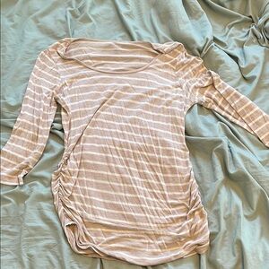 Striped Beige and White Maternity Women's Top